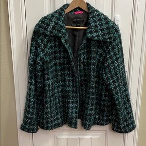 Bernardo Women's Teal and Black Plaid Teddy Jacket